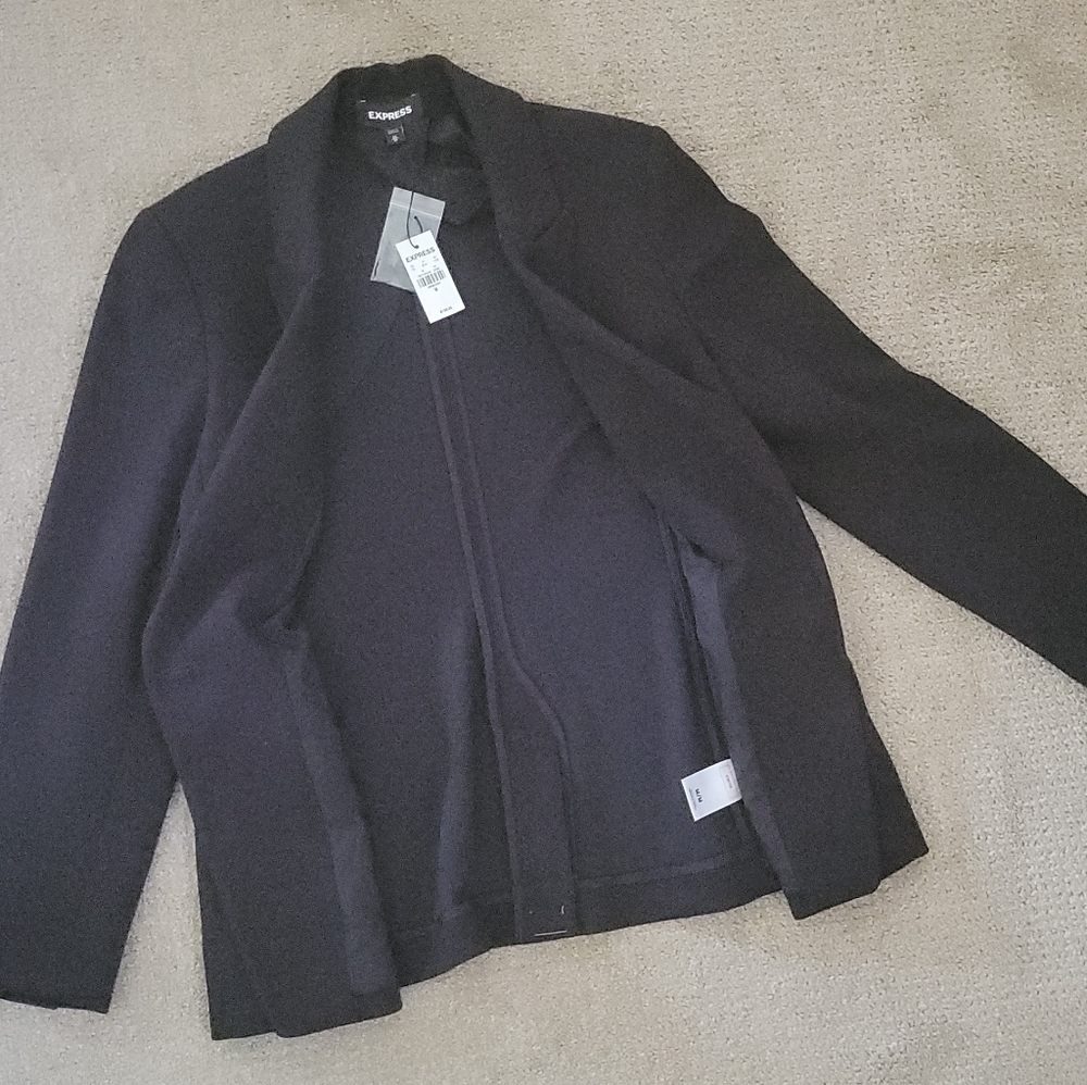 Express Double Brested Double Lapel Classic Black Suit Jacket - Picture 5 of 8